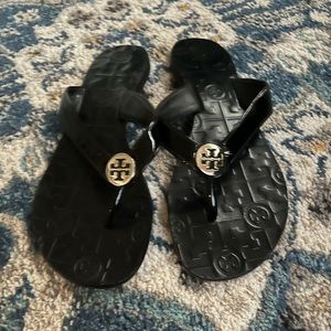 Black Tory Burch dressy flip flops in size 8.